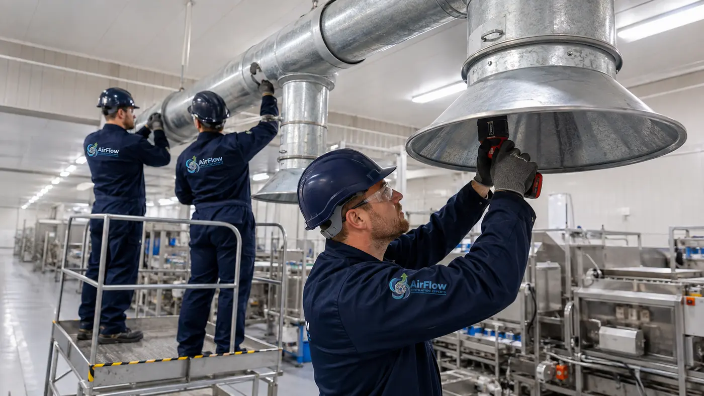 Industrial extraction ducting installation
